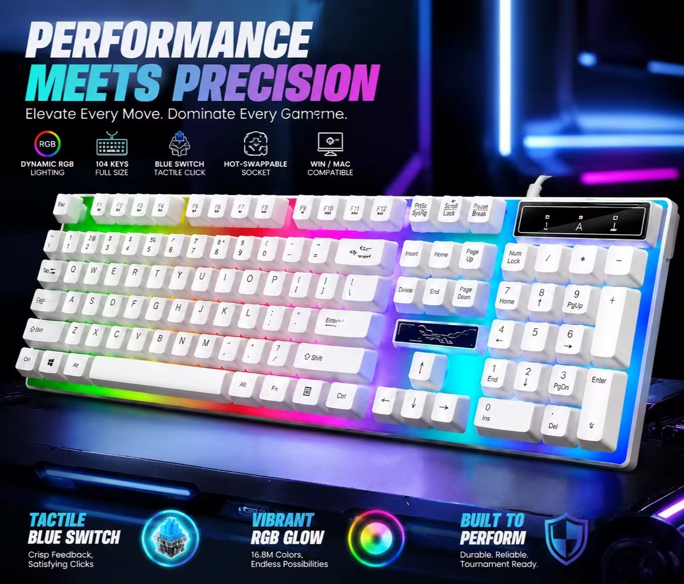 Pc Gaming Fullset - لوحة مفاتيح ميكانيكية سلكية للألعاب بإضاءة